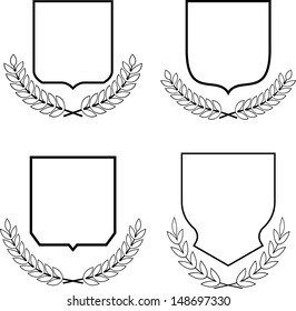 Coats of arms, shields and laurel wreaths vector