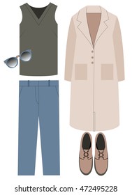 coats blouse pants and accessories vector