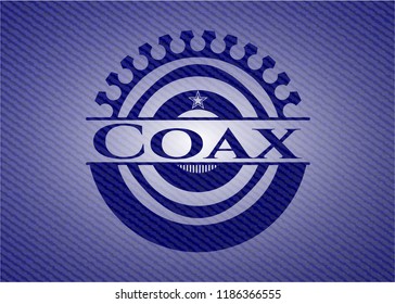 Coax badge with denim background