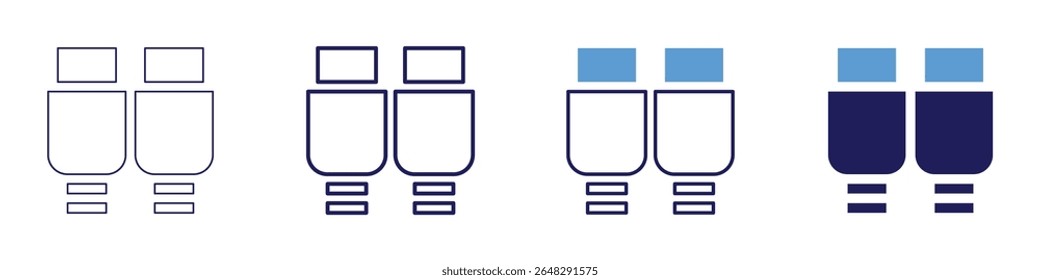 Coaxial cable icon in 4 different styles. Thin Line, Line, Bold Line, Duotone. Duotone style. Editable stroke.