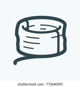 Coaxial cable isolated icon, hank of cable linear vector icon
