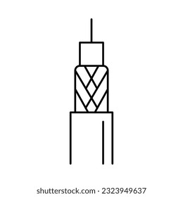 coaxial cable wire line icon vector. coaxial cable wire sign. isolated contour symbol black illustration