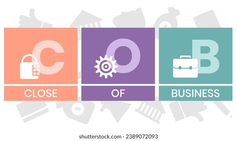 COB - Close of Business acronym. business concept background. vector illustration concept with keywords and icons. lettering illustration with icons for web banner, flyer, landing page