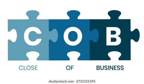 COB - Close of Business acrônimo. fundo do conceito de negócio. conceito de ilustração vetorial com palavras-chave e ícones. ilustração de letras com ícones para banner web, flyer, landing page