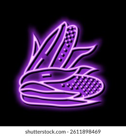 cob corn leaf neon light sign vector. cob corn leaf sign. isolated symbol illustration