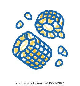 cob grain cut yellow doodle icon sketch vector. cob grain cut yellow sign. isolated symbol illustration