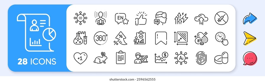 Cobalamin vitamin, Yoga balance and Square area line icons. Interest rate, AI generate, Inflation icons. Pack of Medical drugs, Augmented reality, Report icon. Vector