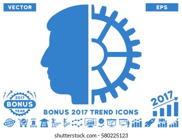 Cobalt Android Head icon with bonus 2017 year trend design elements. Vector illustration style is flat iconic symbols, white background.