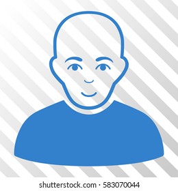 Cobalt Bald Man interface icon. Vector pictogram style is a flat symbol on diagonal hatch transparent background.