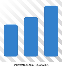 Cobalt Bar Chart Increase toolbar pictogram. Vector pictograph style is a flat symbol on diagonally hatched transparent background.