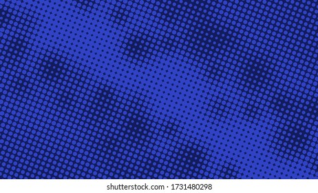 Cobalt Blue Pop Art Background In Retro Comic Style With Halftone Dots Design, Vector Illustration Eps10