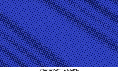 Cobalt Blue Pop Art Background In Retro Comic Style With Halftone Polka Dots Design, Vector Illustration Eps10