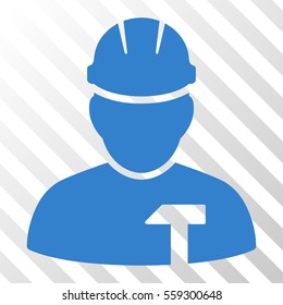 Cobalt Builder Person interface icon. Vector pictograph style is a flat symbol on diagonally hatched transparent background.