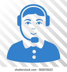 Cobalt Call Center Operator toolbar icon. Vector pictogram style is a flat symbol on diagonally hatched transparent background.