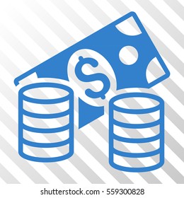 Cobalt Cash interface toolbar icon. Vector pictogram style is a flat symbol on diagonal hatch transparent background.