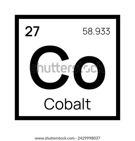 Cobalt chemical element of the periodic table. Vector isolated symbol Co