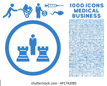 Cobalt Chess Strategy vector rounded icon. Image style is a flat icon symbol inside a circle, white background. Bonus clipart contains 1000 health care business symbols.