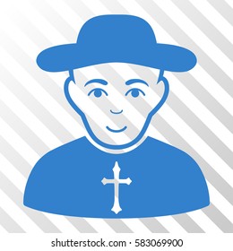 Cobalt Christian Priest interface icon. Vector pictogram style is a flat symbol on diagonally hatched transparent background.