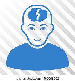 Cobalt Clever Boy interface icon. Vector pictograph style is a flat symbol on diagonally hatched transparent background.