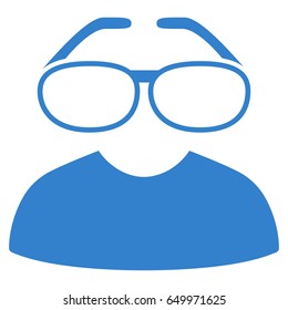 Cobalt Clever Spectacles interface toolbar pictogram. Vector pictogram style is a flat symbol on diagonal hatch transparent background.