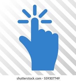 Cobalt Click toolbar pictogram. Vector pictograph style is a flat symbol on diagonally hatched transparent background.