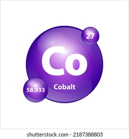 Cobalt (Co) icon structure  chemical element round shape circle purple. 3D Illustration vector. Chemical element of periodic table Sign with atomic number. Study in science for education. 