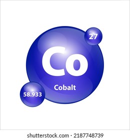 Cobalt (Co) icon structure  chemical element round shape circle blue dark. 3D Illustration vector. Chemical element of periodic table Sign with atomic number. Study in science for education. 