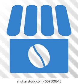 Cobalt Coffee Shop interface toolbar icon. Vector pictograph style is a flat symbol on diagonally hatched transparent background.