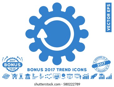 Cobalt Cog Rotation pictograph with bonus 2017 trend elements. Vector illustration style is flat iconic symbols, white background.
