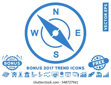 Cobalt Compass pictograph with bonus 2017 trend clip art. Vector illustration style is flat iconic symbols, white background.