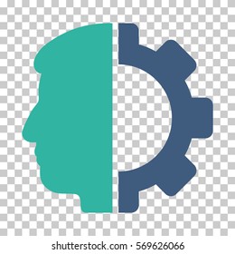 Cobalt And Cyan Android Head toolbar pictogram. Vector pictogram style is a flat bicolor symbol on chess transparent background.