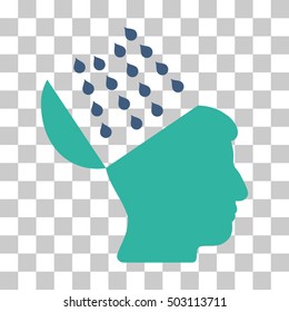 Cobalt And Cyan Brain Shower interface toolbar icon. Vector pictogram style is a flat bicolor symbol on chess transparent background.