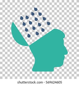 Cobalt And Cyan Brain Shower interface toolbar icon. Vector pictograph style is a flat bicolor symbol on chess transparent background.