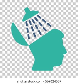 Cobalt And Cyan Brain Washing interface icon. Vector pictograph style is a flat bicolor symbol on chess transparent background.
