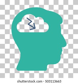 Cobalt And Cyan Brainstorming interface icon. Vector pictogram style is a flat bicolor symbol on chess transparent background.