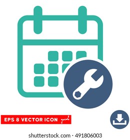 Cobalt And Cyan Calendar Setup EPS vector pictogram. Illustration style is flat iconic bicolor symbol on a white background.