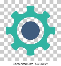 Cobalt And Cyan Cogwheel interface toolbar icon. Vector pictogram style is a flat bicolor symbol on chess transparent background.