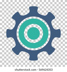 Cobalt And Cyan Cogwheel interface toolbar icon. Vector pictograph style is a flat bicolor symbol on chess transparent background.