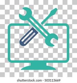 Cobalt And Cyan Computer Tools toolbar pictogram. Vector pictogram style is a flat bicolor symbol on chess transparent background.