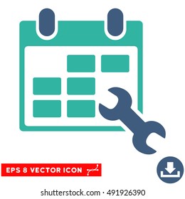 Cobalt And Cyan Configure Timetable EPS vector icon. Illustration style is flat iconic bicolor symbol on a white background.