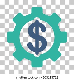 Cobalt And Cyan Development Cost interface toolbar pictogram. Vector pictograph style is a flat bicolor symbol on chess transparent background.