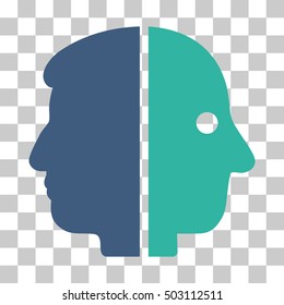 Cobalt And Cyan Dual Face interface pictogram. Vector pictograph style is a flat bicolor symbol on chess transparent background.