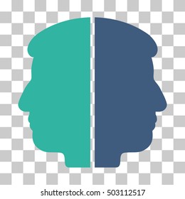 Cobalt And Cyan Dual Face interface toolbar pictogram. Vector pictograph style is a flat bicolor symbol on chess transparent background.