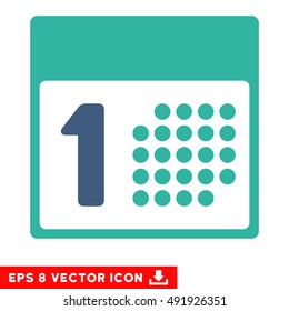 Cobalt And Cyan First Day EPS vector pictogram. Illustration style is flat iconic bicolor symbol on a white background.