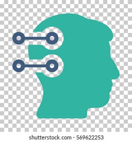 Cobalt And Cyan Head Connectors interface toolbar icon. Vector pictogram style is a flat bicolor symbol on chess transparent background.