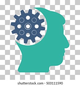 Cobalt And Cyan Head Gear interface toolbar icon. Vector pictogram style is a flat bicolor symbol on chess transparent background.