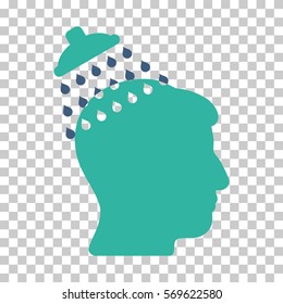 Cobalt And Cyan Head Shower interface icon. Vector pictograph style is a flat bicolor symbol on chess transparent background.