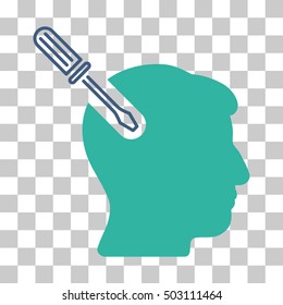 Cobalt And Cyan Head Surgery Screwdriver interface toolbar icon. Vector pictograph style is a flat bicolor symbol on chess transparent background.