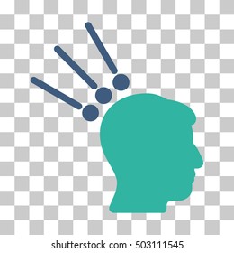 Cobalt And Cyan Head Test Connectors interface toolbar pictogram. Vector pictogram style is a flat bicolor symbol on chess transparent background.