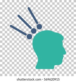 Cobalt And Cyan Head Test Connectors toolbar icon. Vector pictograph style is a flat bicolor symbol on chess transparent background.
